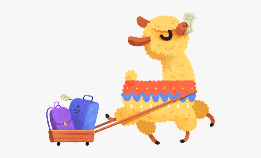 Illustration Of An Alpaca Leaving For A Trip - Cartoon, Transparent Clipart