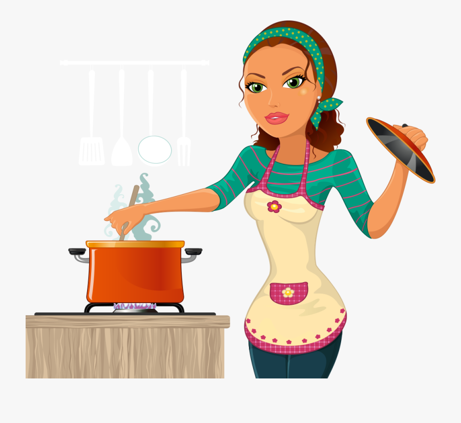 The Kitchen Cooking Chef - Cartoon Woman Chef Cooking, Transparent Clipart