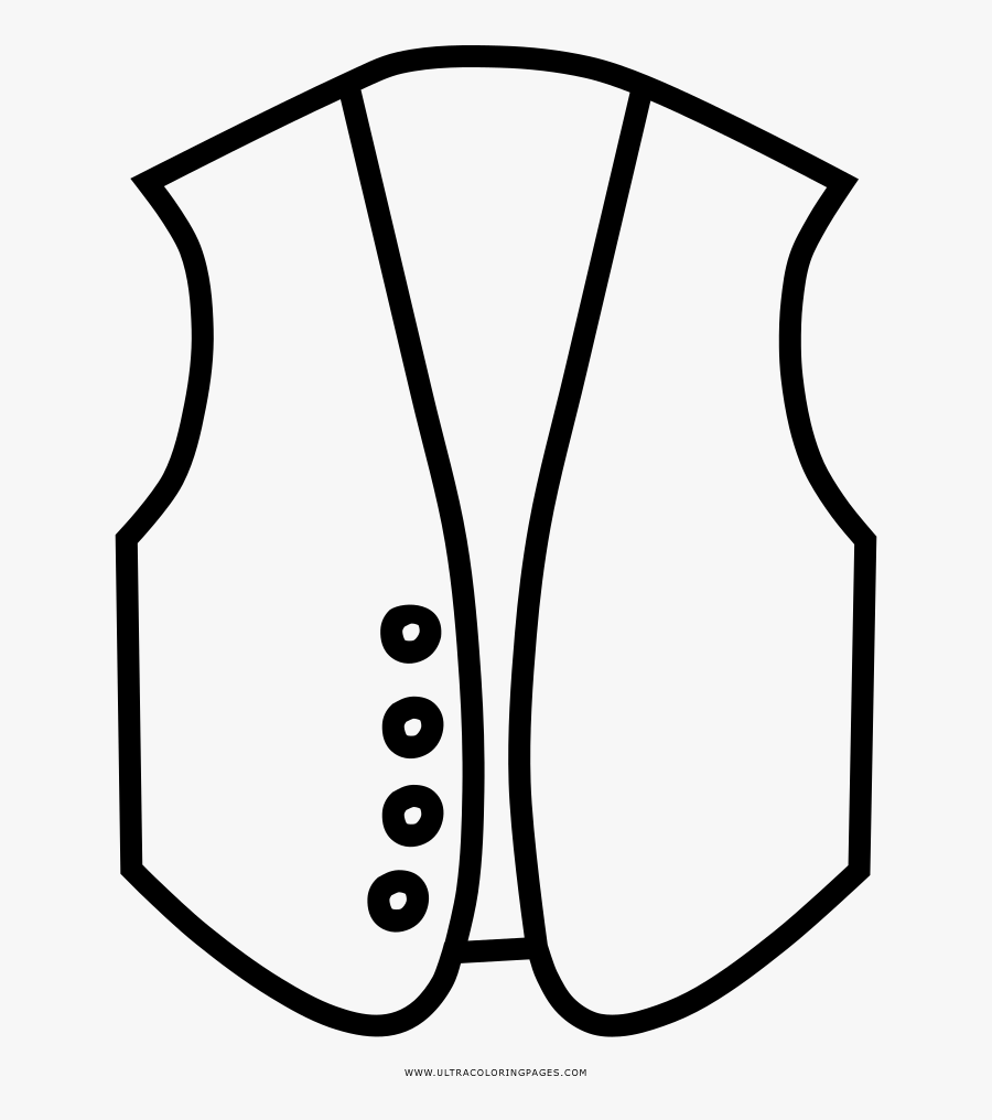 Vest Coloring Page - Chaleco Para Colorear, Transparent Clipart