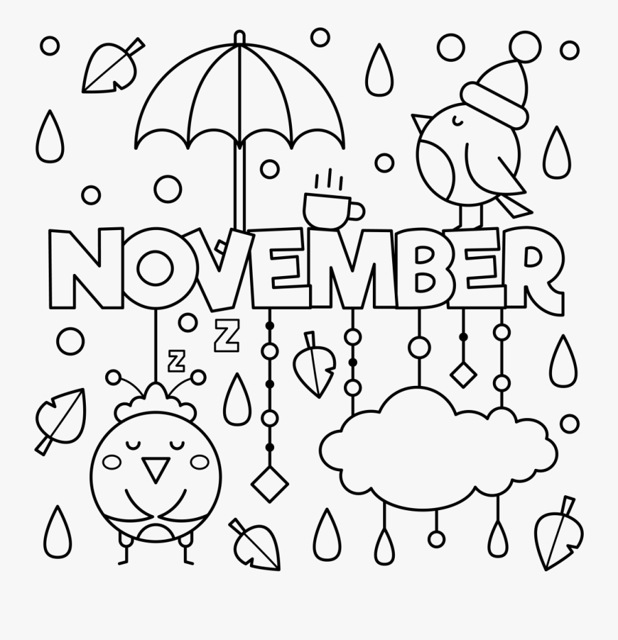 November Colouring Page - November Coloring Pages For Kids, Transparent Clipart
