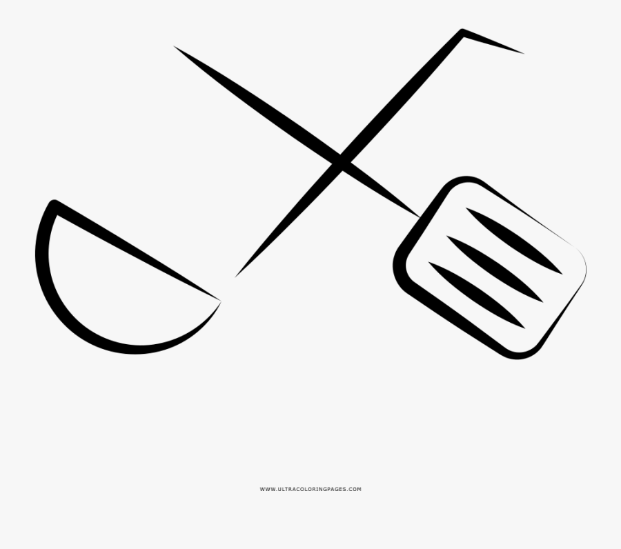 Spatula And Ladle Coloring Page - Line Art, Transparent Clipart