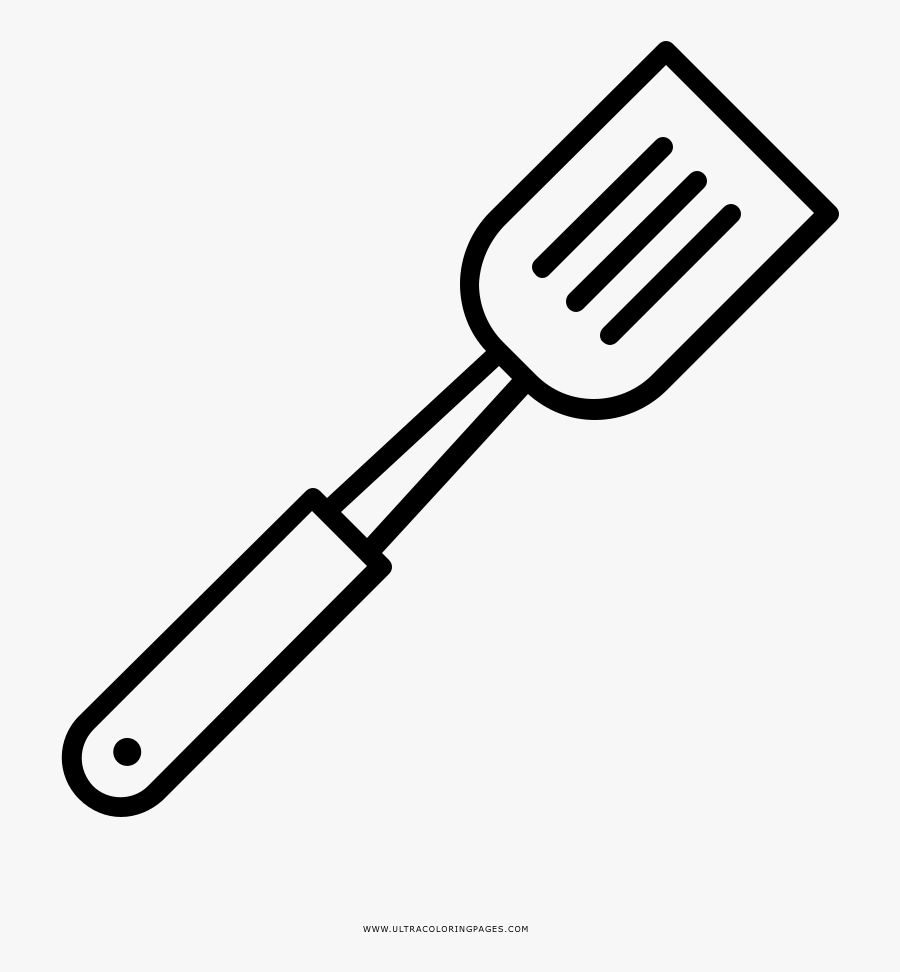 Spatula Coloring Page - Dibujo Para Colorear Una Cuchara, Transparent Clipart