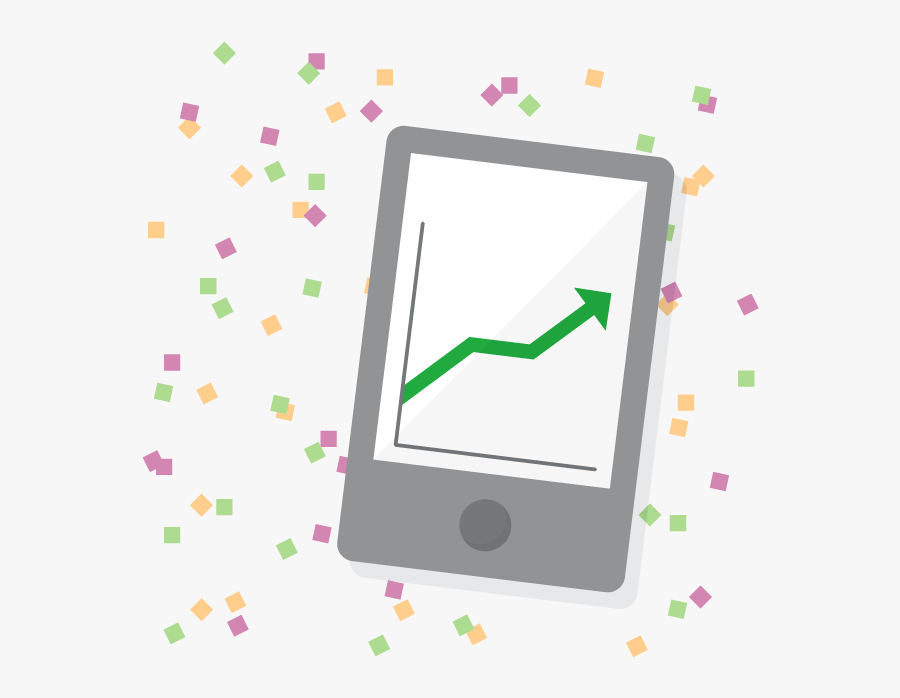 Ipad Displaying Line Graph With New Year"s Confetti - Output Device, Transparent Clipart