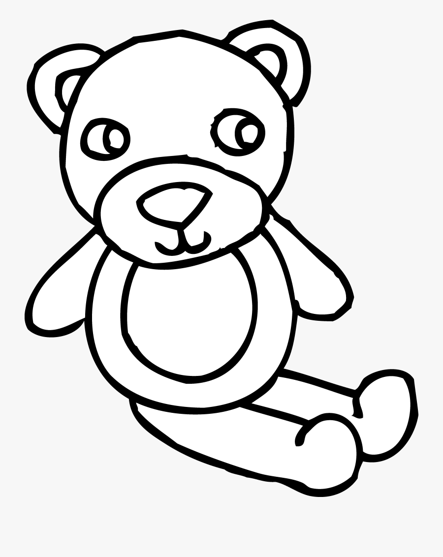 Outline Of A Teddy Bear - Toy Black And White, Transparent Clipart