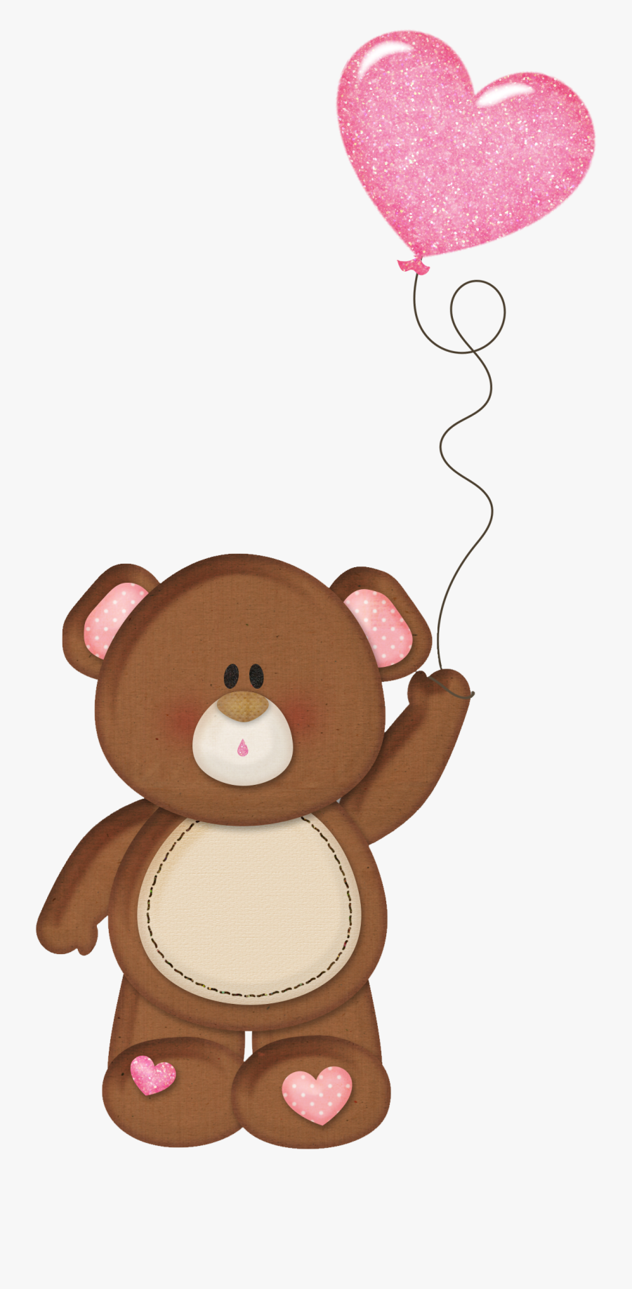 Brown Teddy With Pink Heart Balloon Png Clipart, Transparent Clipart