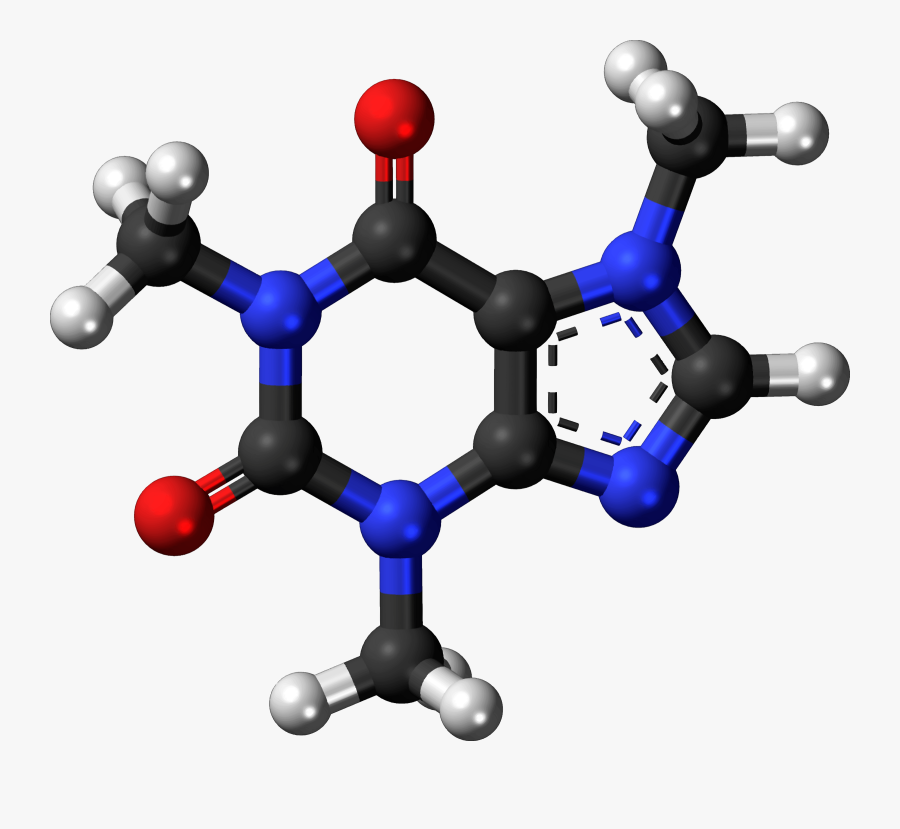 Chemistry,electric Blue,science,clip Art,circle - Caffeine Molecule, Transparent Clipart