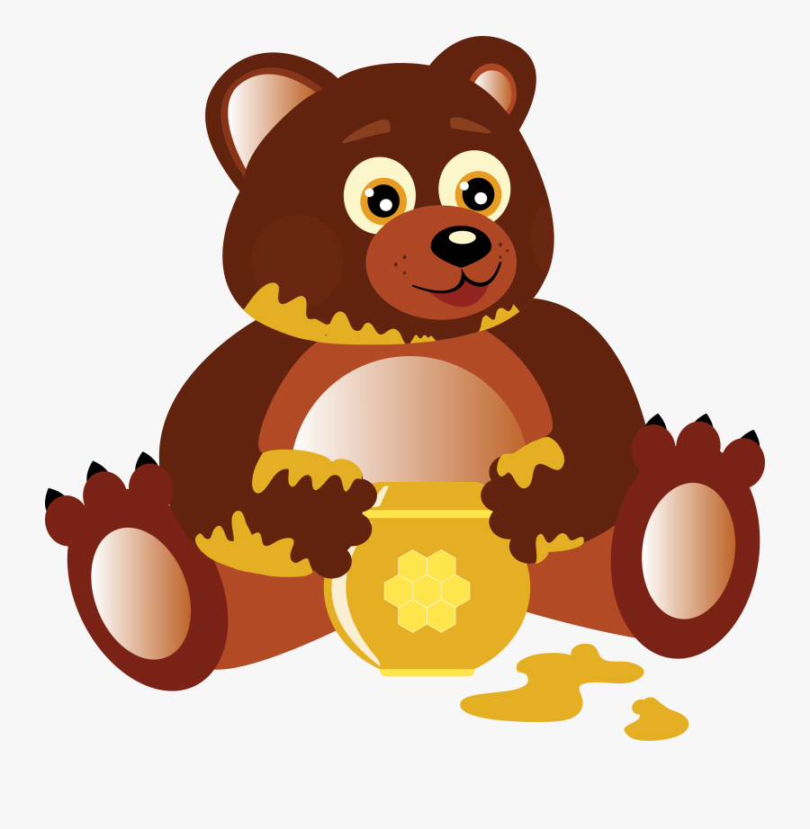 Free To Use Amp Public Domain Bear Clip Art - Bear Eating Honey Cartoon, Transparent Clipart