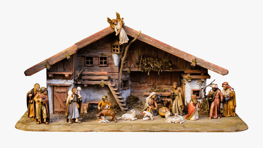 Christmas Nativity Scene Angel On Roof Transparent - Nativity Scene Png, Transparent Clipart