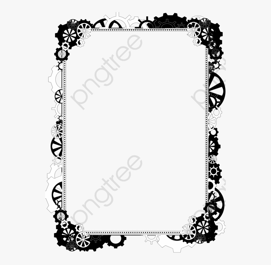 Black And White Gear Frame - Steampunk Frame Png, Transparent Clipart