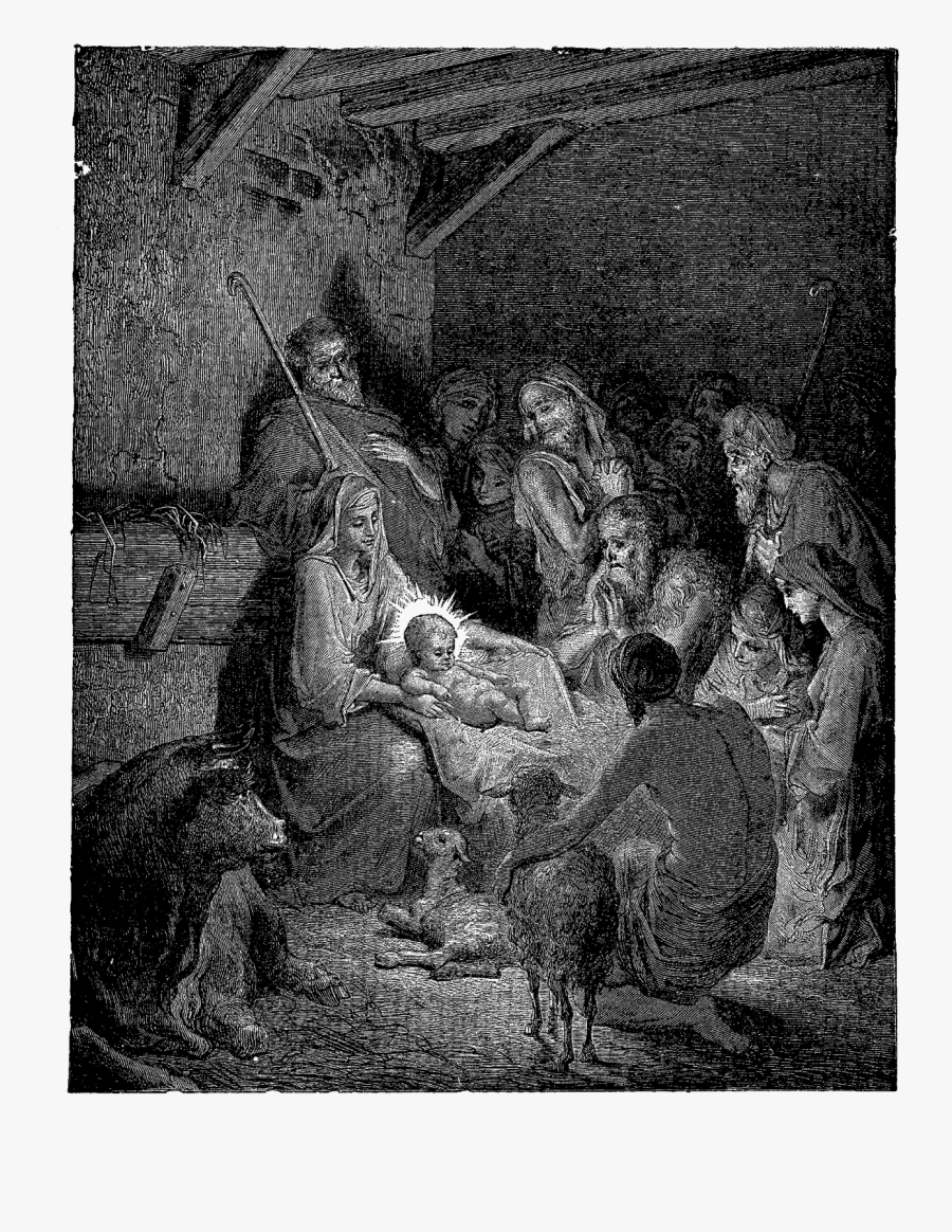 Christmas Nativity Scene Image - Gustave Dore Birth Of Jesus, Transparent Clipart