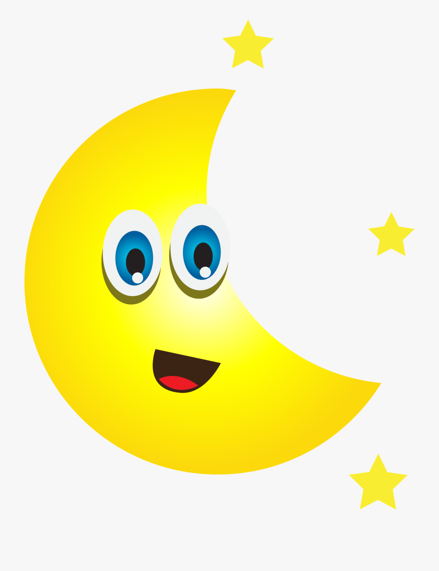 Cartoon Moon With Stars Png Clip Art Image, Transparent Clipart