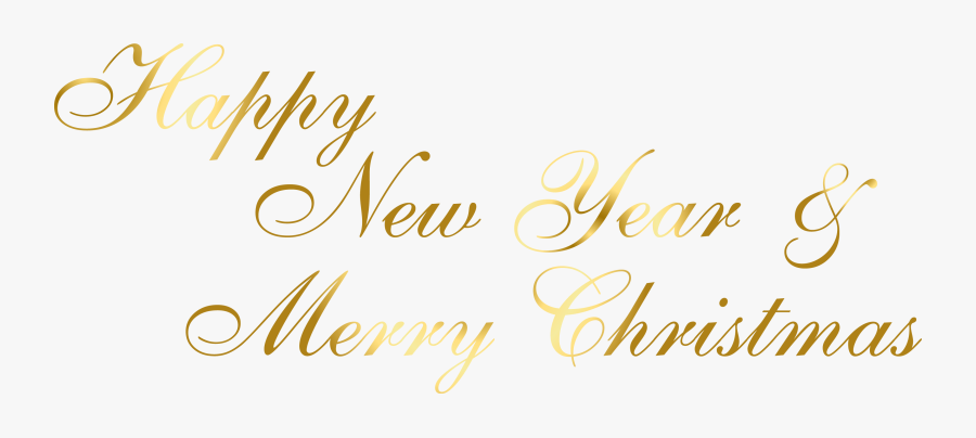 Clip Art Merry Christmas Happy New Year - Calligraphy, Transparent Clipart