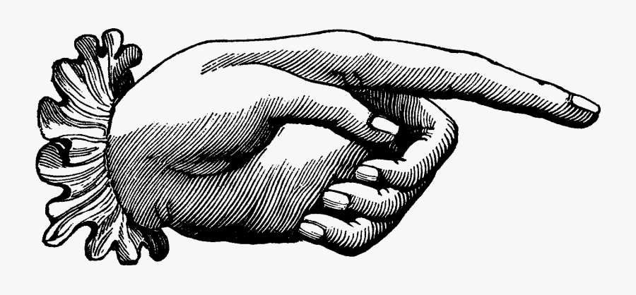Vintage Pointing Hand Clipart, Transparent Clipart
