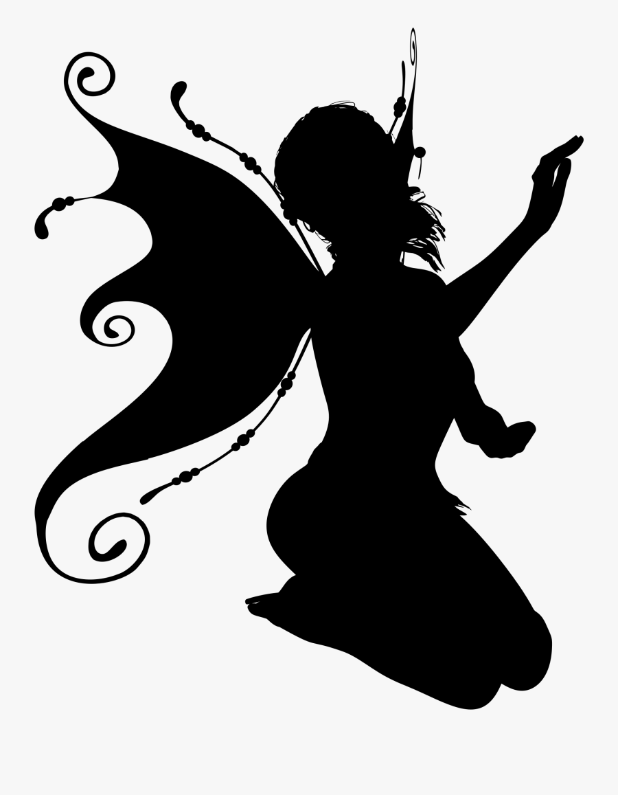 Nature Cliparts Fairy - Sitting Fairy Wings Silhouette, Transparent Clipart