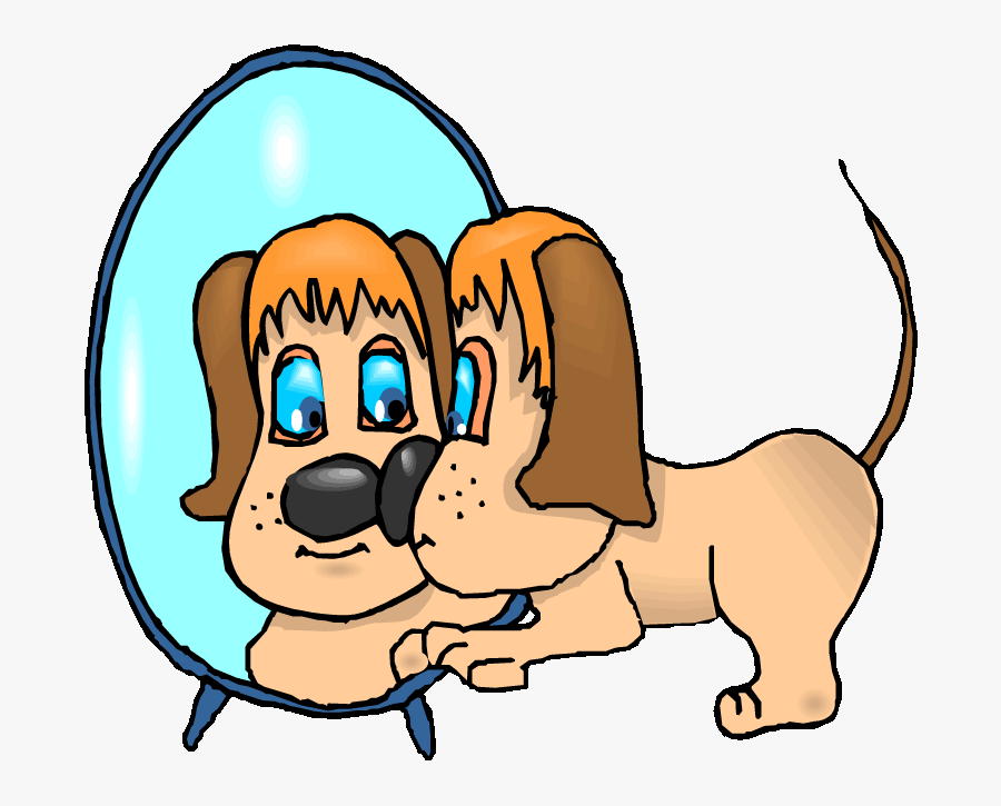 Dog Looking Cliparts - Reflection In Mirror Clipart, Transparent Clipart