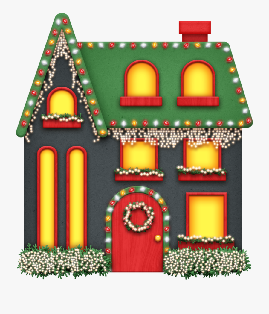 House Clipart Decorated - Christmas Lights House Clipart, Transparent Clipart