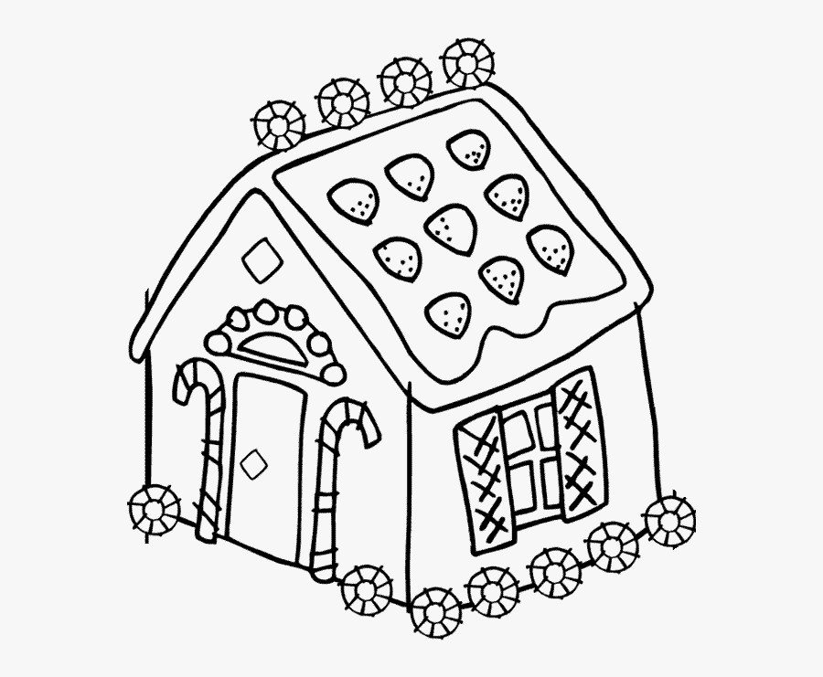 Gingerbread House Coloring Pages For Kids Printable - Christmas Coloring Pictures Gingerbread House, Transparent Clipart