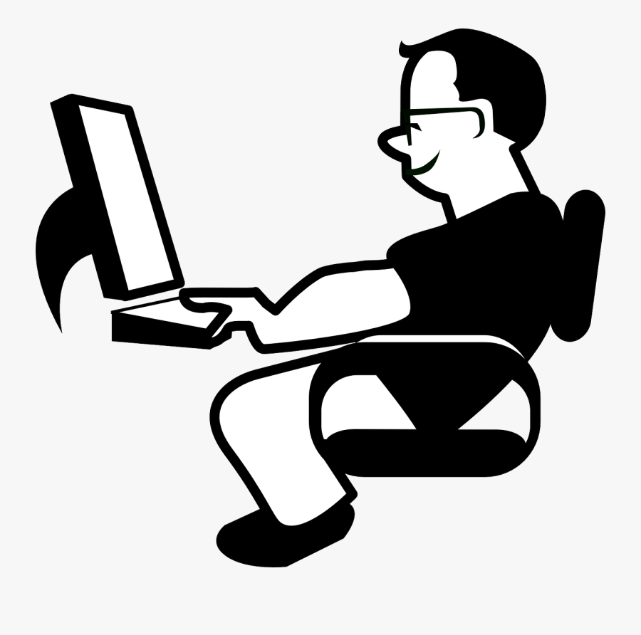 Relaxed Office Job - Guy On Computer Clipart, Transparent Clipart