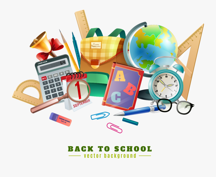 And School Poster Illustration Vector Chalkboard Stationery - Transparent Background School Supplies Clipart, Transparent Clipart