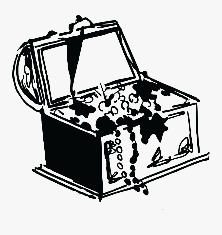 Thumb Image - Pirate Treasure Chest Black And White, Transparent Clipart