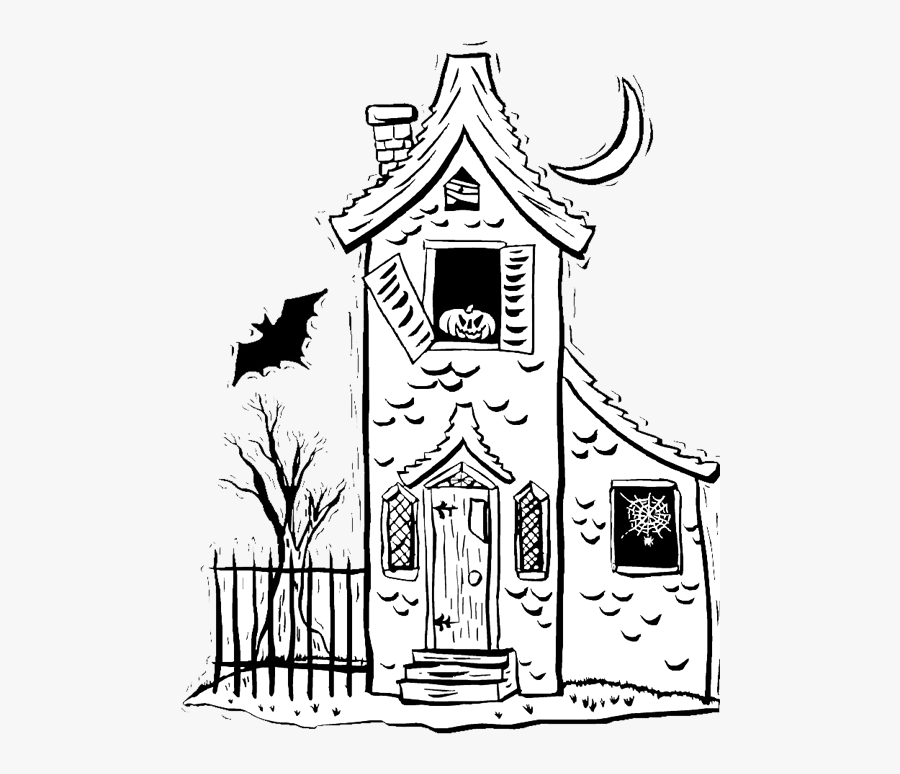Spooky House Halloween Coloring Page - Drawings Haunted Houses, Transparent Clipart