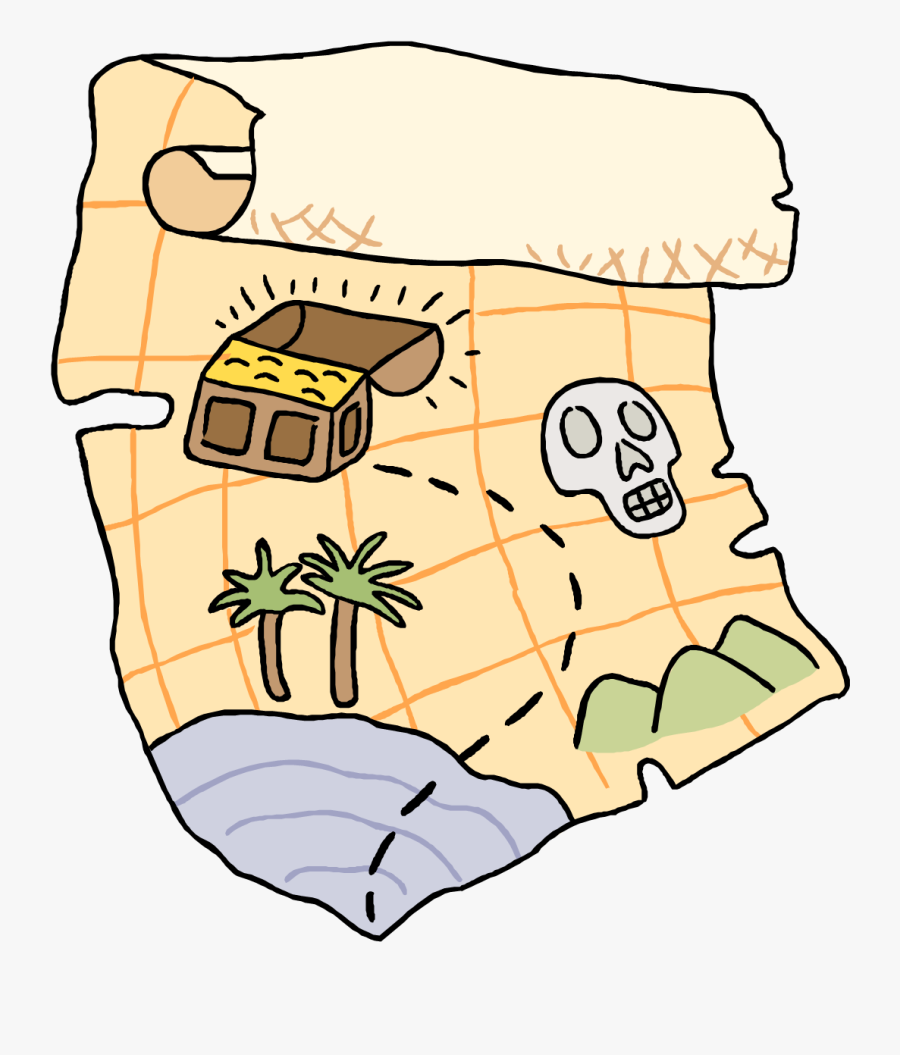 Vector Illustration Of Pirate Treasure Map Shows Location - Treasure Hunt Clip Art, Transparent Clipart