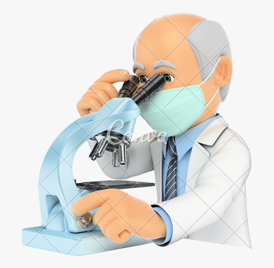 Clip Art D Doctor Investigator - Doctor Looking At A Microscope Icon, Transparent Clipart