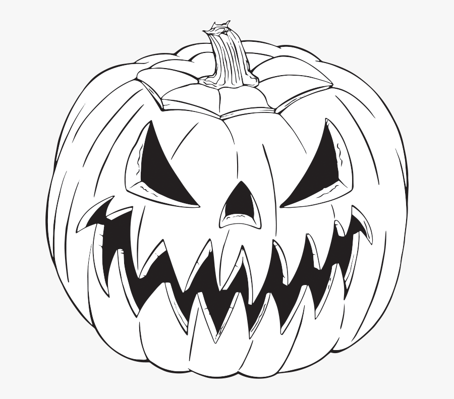 Transparent Jackolantern Clipart - Jack O Lantern Line Drawing, Transparent Clipart