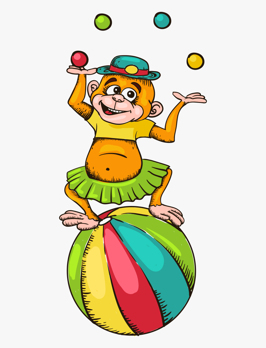 Monkey Circus Cartoon Icon Free Download Image Clipart - Circus Animals Transparent, Transparent Clipart