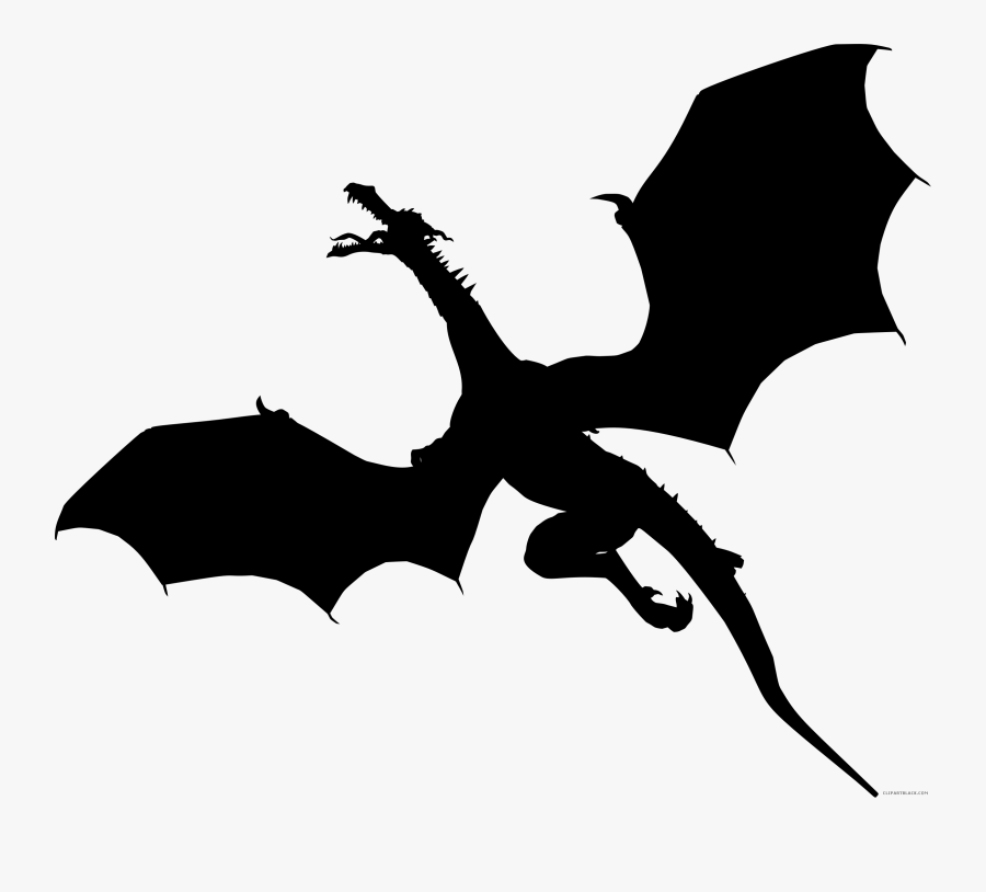 Angry Dragon Silhouette - Flying Dragon Silhouette Png, Transparent Clipart