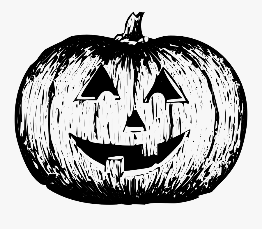 Pumpkin Lantern - Black And White Jack O Lantern, Transparent Clipart