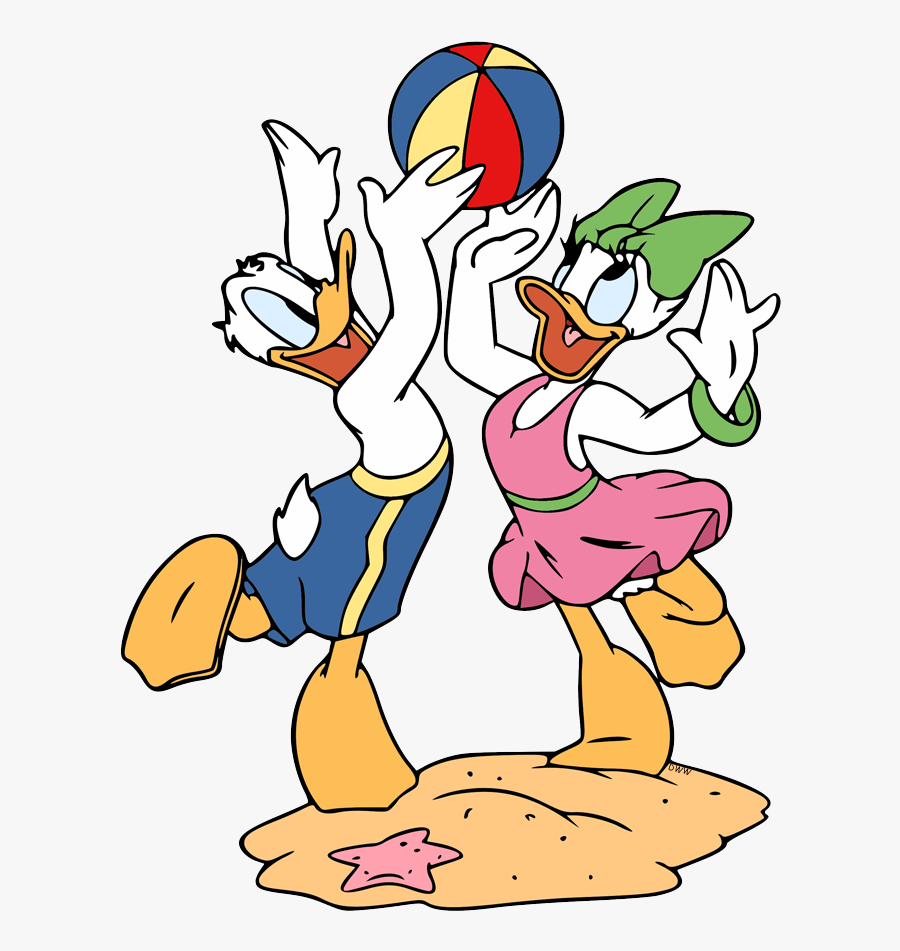 Donald Duck And Daisy Beach, Transparent Clipart