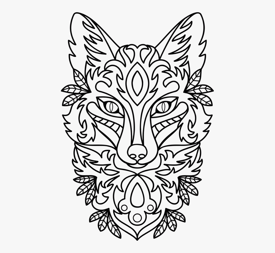 Transparent Fox Head Clipart Black And White - Эскиз Тату Лиса Геометрия, Transparent Clipart
