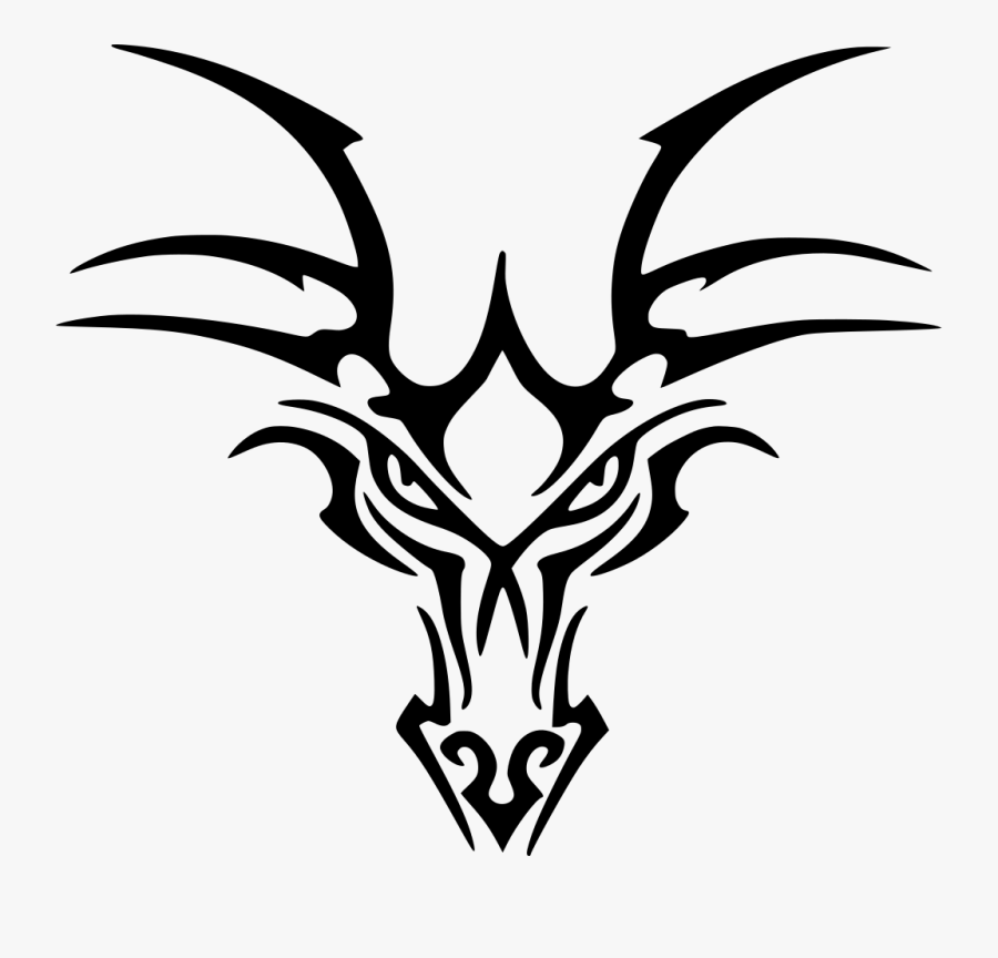 Tribal Dragon Head Tattoo, Transparent Clipart