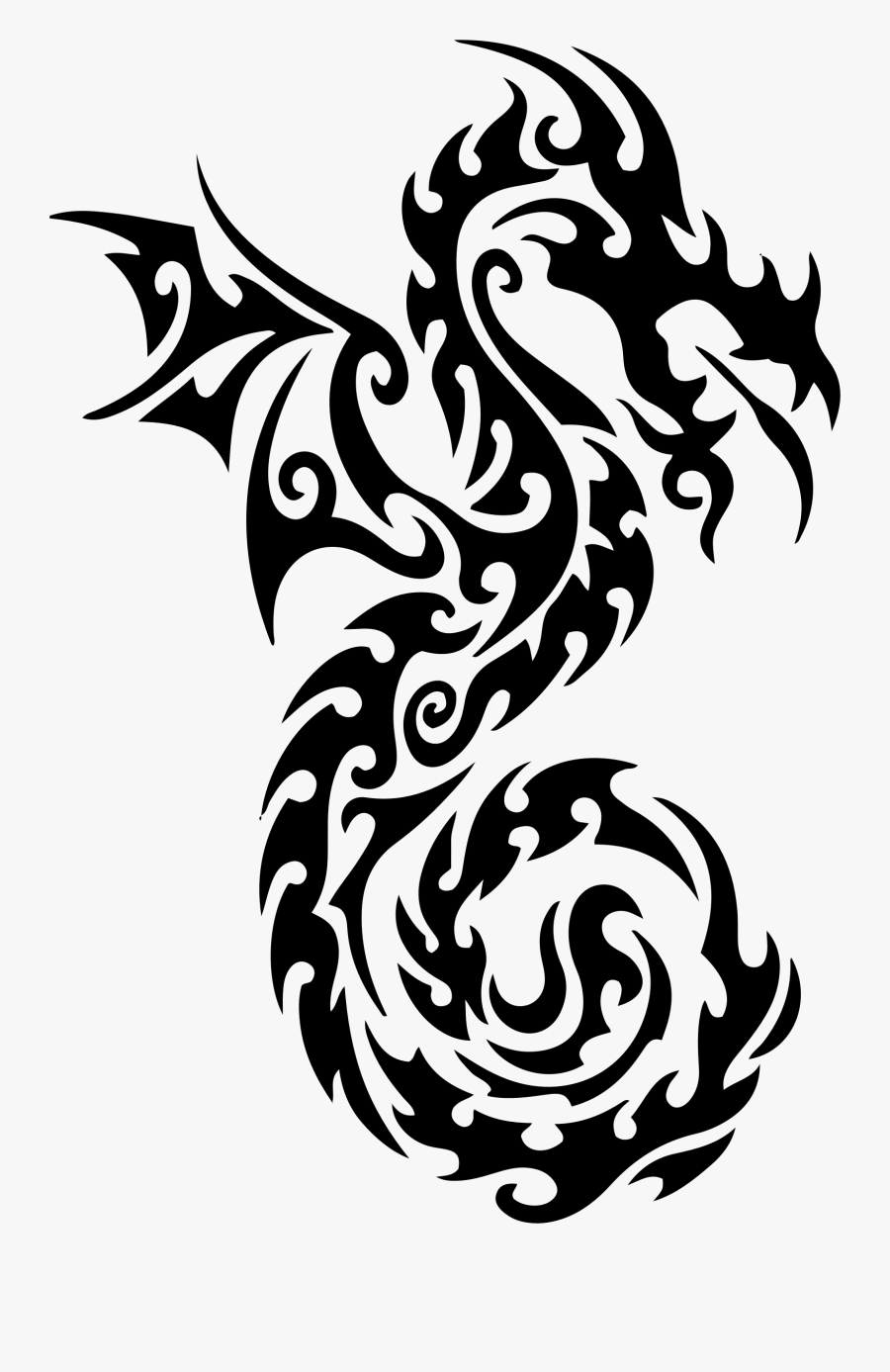 Transparent Seahorse Clipart Black And White - Dragon Japanese Dragon Drawings, Transparent Clipart