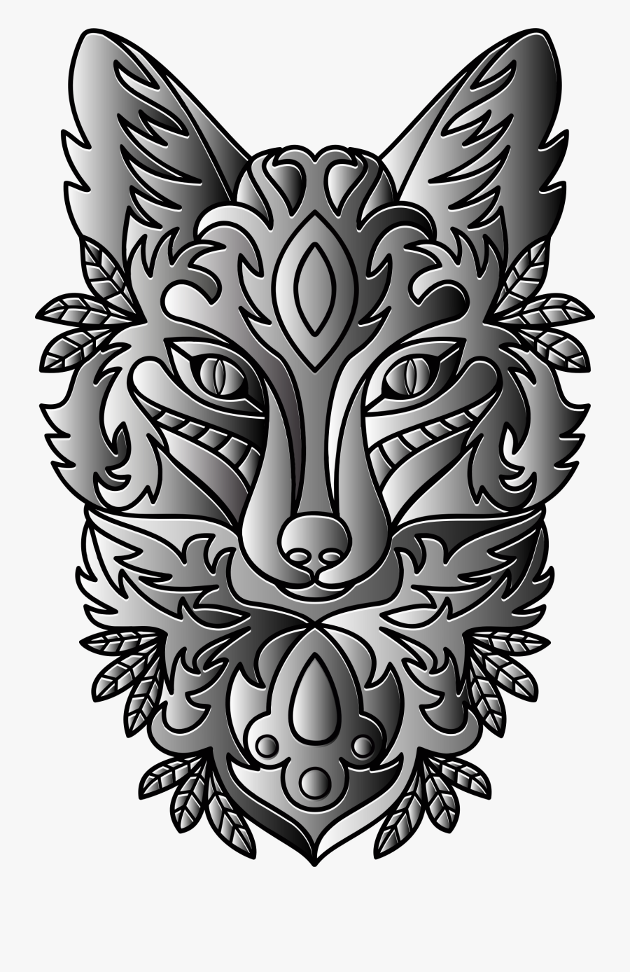 Duochromatic Ornamental Fox Line Art Clip Arts - Norse God Png, Transparent Clipart