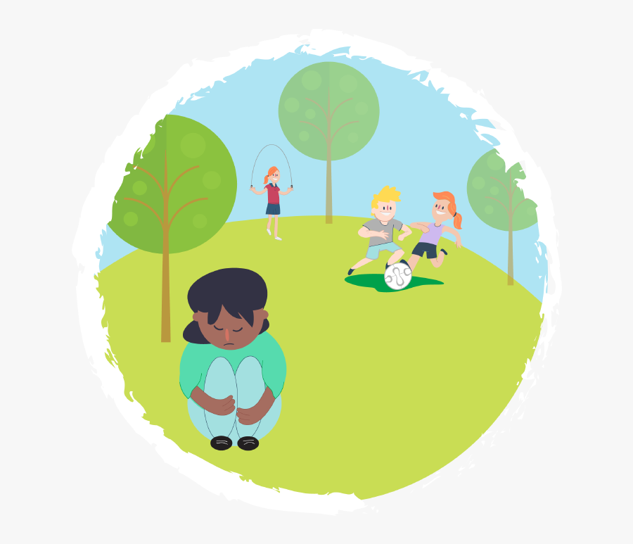 Girl Sitting Down Looking Sad While Other Kids Play, Transparent Clipart