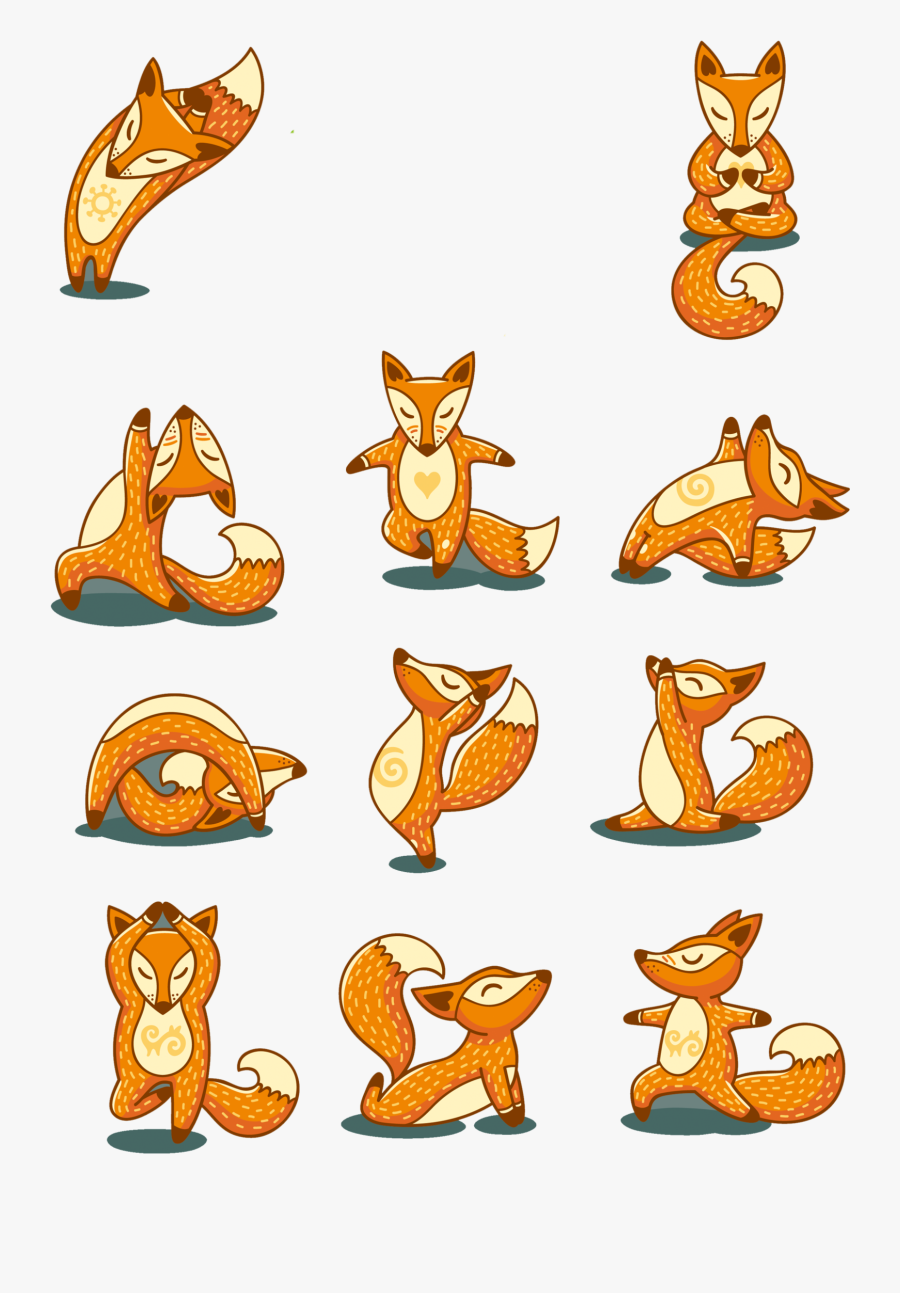 #ftestickers #clipart #background #fox #foxes #cute - Yoga Fox, Transparent Clipart