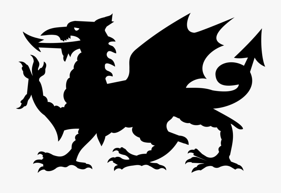 Free Dragon Images - Welsh Flag Black And White, Transparent Clipart