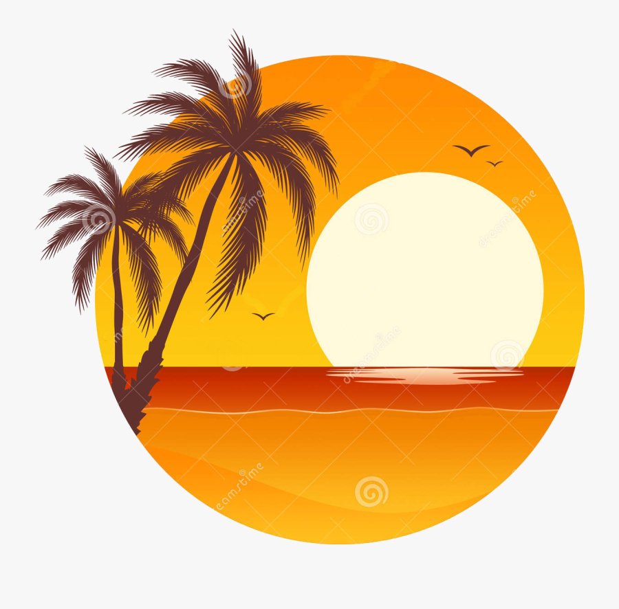 Palm Tree Sunset Clipart 400 Pixel By 150 Pxl - Palm Tree Sunset Clipart, Transparent Clipart