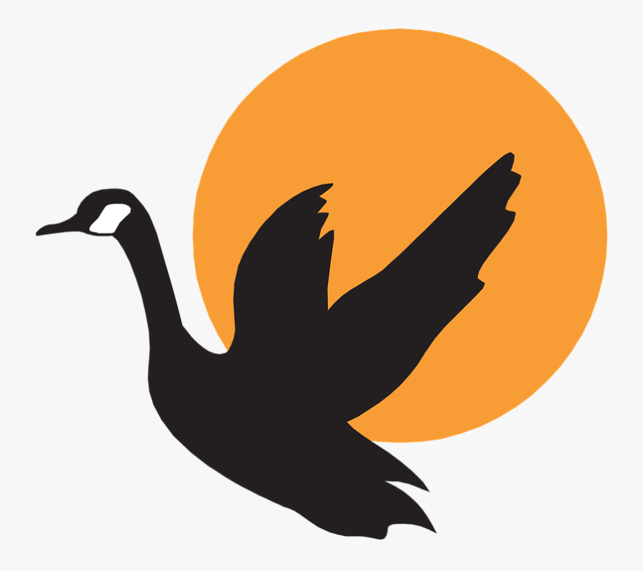 Silhouette Flying Goose Goose Vector, Transparent Clipart