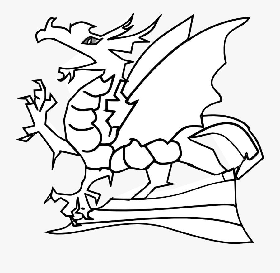 Mp - Clipart - Colouring Template Dragon Transparent Background, Transparent Clipart