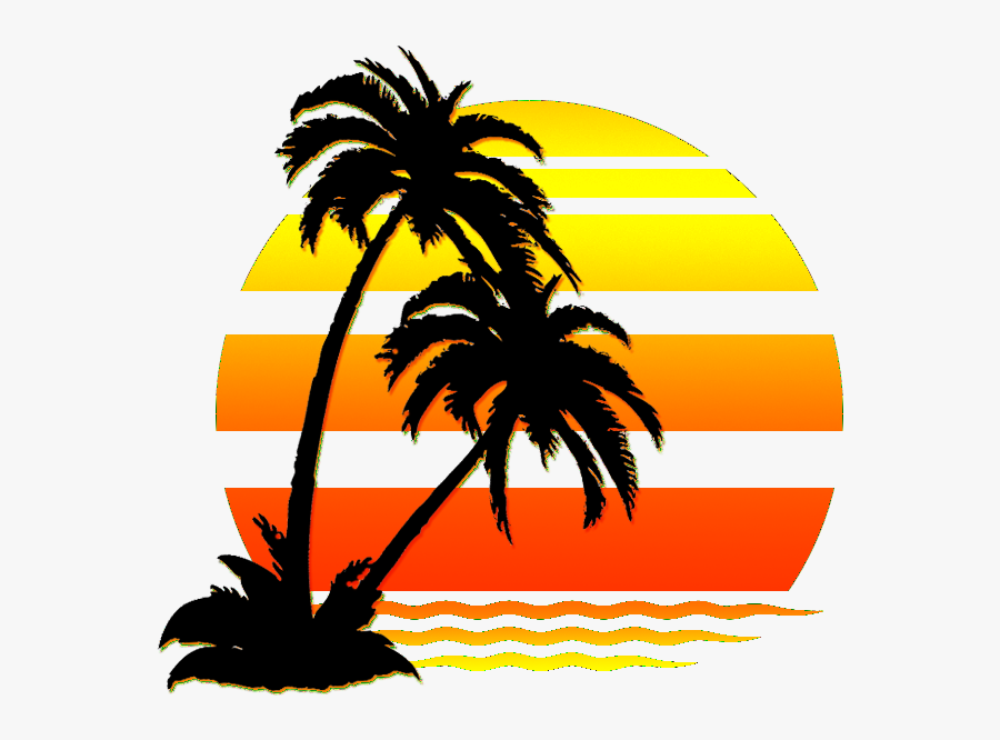 Hawaii Sunset Svg - Palm Tree Beach Clipart, Transparent Clipart