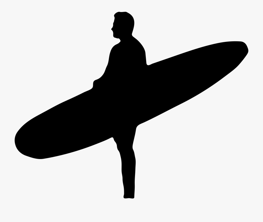 Transparent Wave Silhouette Png - Man Holding Surfboard Vector, Transparent Clipart