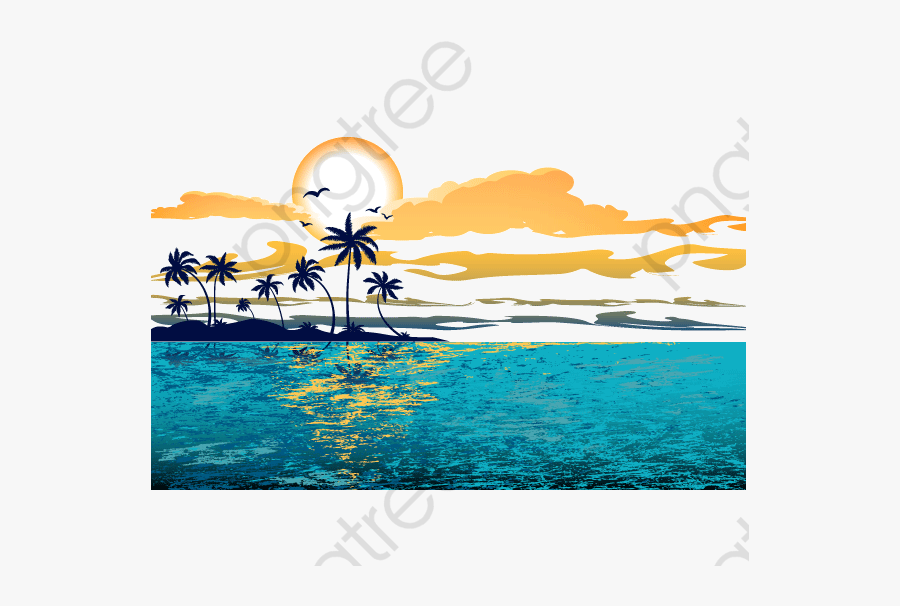 Great Wave Background - Sunset, Transparent Clipart