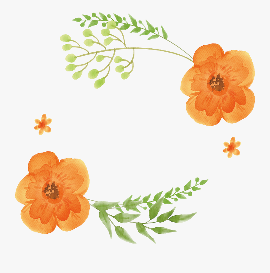 Clip Art Garland Vector Marigold - Orange Flower Watercolor Png, Transparent Clipart
