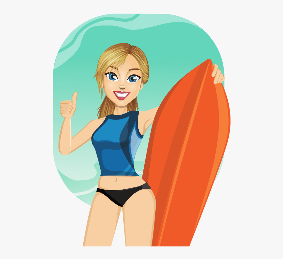 Surfer Girl Clipart - Girl Surfer Clip Art, Transparent Clipart