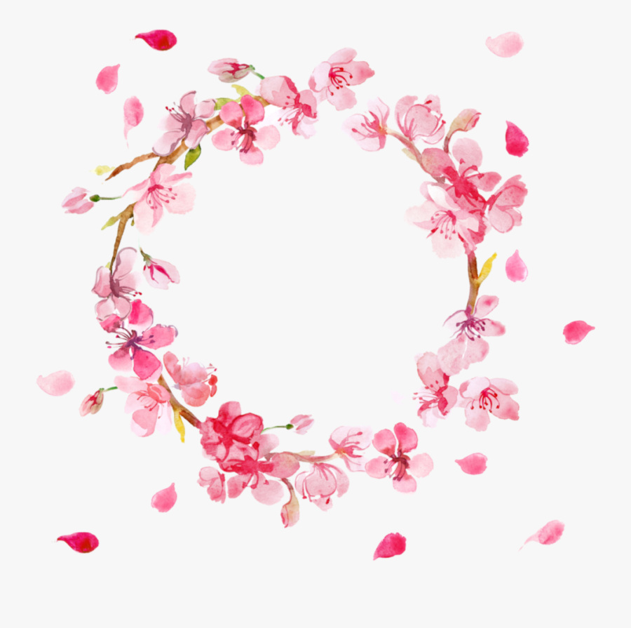 Flower Peach Blossom Rose Wreath Illustration Made - Pink Flower Wreath Png, Transparent Clipart