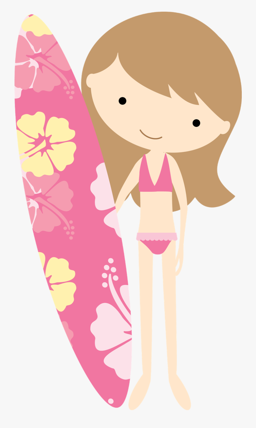 Surfer Girl Transparent Clipart - Luau Party Clip Art, Transparent Clipart