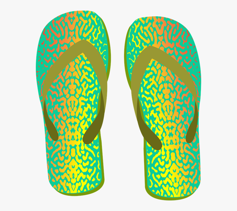 Flip Flops, Slippers, Beach Shoes, Summer, Vacations - Flip Flops Yellow Clipart, Transparent Clipart